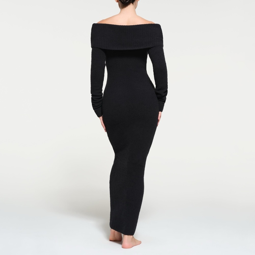 NWT Skims cozy knit off the shoulder dress - black onyx medium - Picture 3 of 9